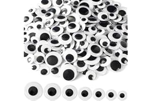 UPINS 300 Pcs Wiggle Eyes, Round Plastic Black Googly Eyes Self-Adhesive Wiggle Eyes for DIY Crafts Decoration Mixed Assorted