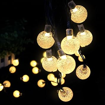 Solar Outdoor String Lights Ascher 30 Led Fairy Light Warm White