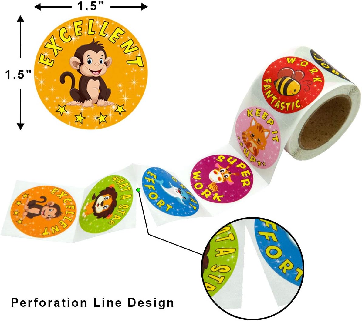Animal Reward Stickers for Kids Student Award 200Pcs Per Roll Sticker for Teacher Classroom: Arts, Crafts & Sewing
