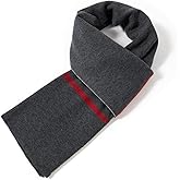 Villand Luxurious Mens Striped Merino Wool Scarf - Gift Box Wrapped Winter Soft Warm Thick Knitted Neckwear for Men