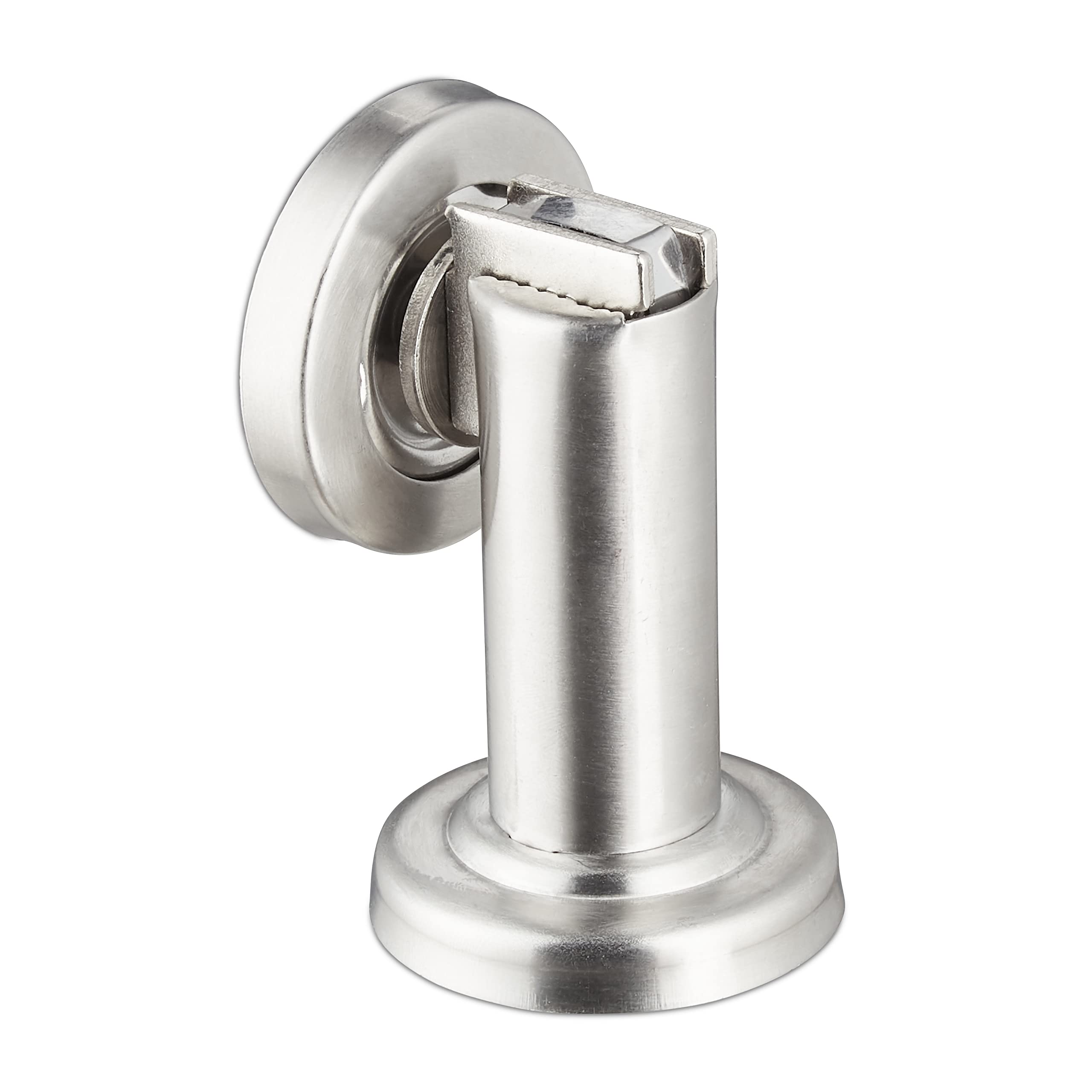 Relaxdays Magnetic Door Stop, Blocker, Floor/Wall Mounted Stopper, Stainless Steel, Silver