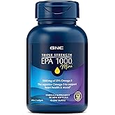 GNC Triple Strength Fish Oil EPA 1000 Mini, 1000mg Omega 3, Mini Softgels, Supports Eye, Brain, Skin, Healthy Triglycerides, Heart, Joint, Coated to Control Fishy Burps, 45 Servings
