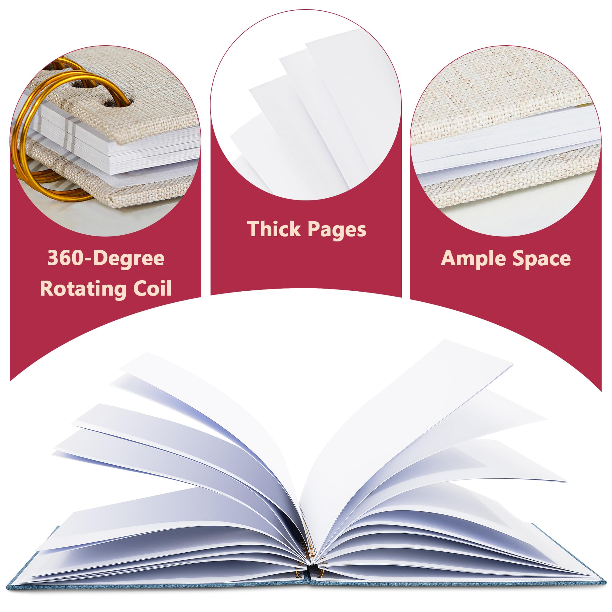 Vienrose 10X10 Inch DIY Scrapbook Album Linen Arch Window Photo Album 40 Blank Pages Scrap Book Photo Albums for Wedding Baby Shower, Beige