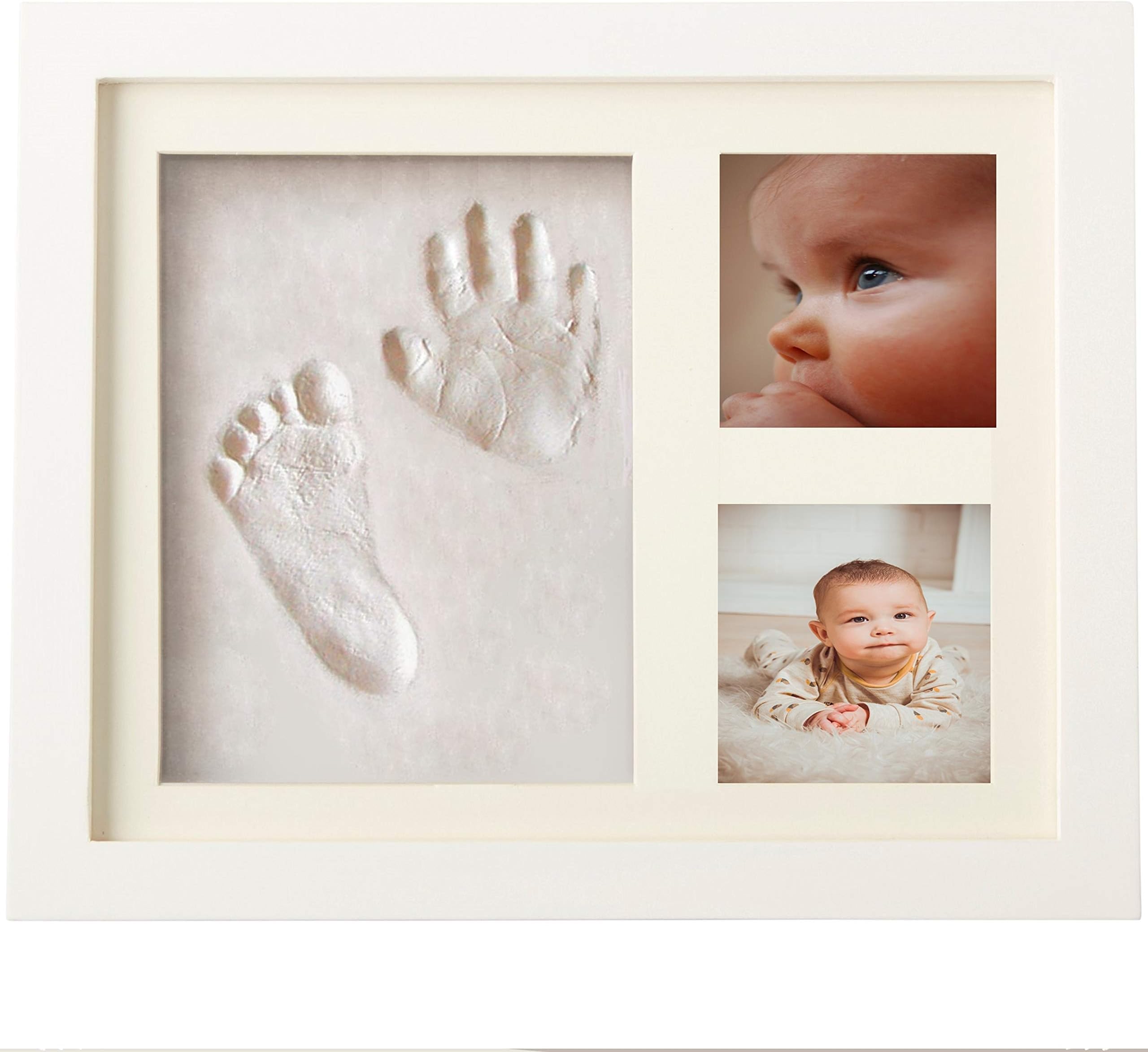 Baby Handprint & Footprint Kit, Non-Toxic Clay Photo Frame Registry Kit for Wall Mount & Desktop Mount Decor, Perfect Baby Shower Gift for Newborn Boys & Girls