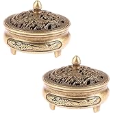 2 PCS Classics Incense Burner Holder, Traditional Mini Incense Cone Burner | For Cones & Sticks, Incense Cone Holder with Detachable Tray, Decorative Zen Home Office Decor