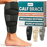Vive Calf Brace - Adjustable Shin Splint Support - Lower Leg Compression Wrap Increases Circulation, Reduces Muscle Swelling - Calf Sleeve for Men and Women - Pain Relief (Black)