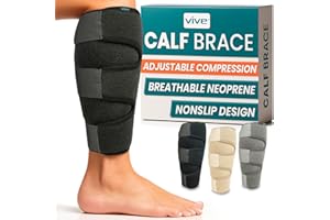 Vive Calf Brace - Adjustable Shin Splint Support - Lower Leg Compression Wrap Increases Circulation, Reduces Muscle Swelling - Calf Sleeve for Men and Women - Pain Relief (Black)