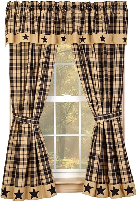 Amazon Com Black Farmhouse Star 63 Curtain Panels Home Kitchen