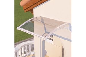 DAWNINGHOMM Awning for Door Entrance with Drainage, 32x48 Inch Awnings for Doors Exterior, Polycarbonate Cover with Plastic Steel Bracket, UV Rain Snow Protection Window Awnings Exterior for House, Porch, Patio