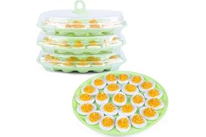 HANSGO Deviled Egg Containers with Lid, 3PCS Deviled Egg Platter Carrier Holder Trays with 66 Slots for Party and Home Kitche