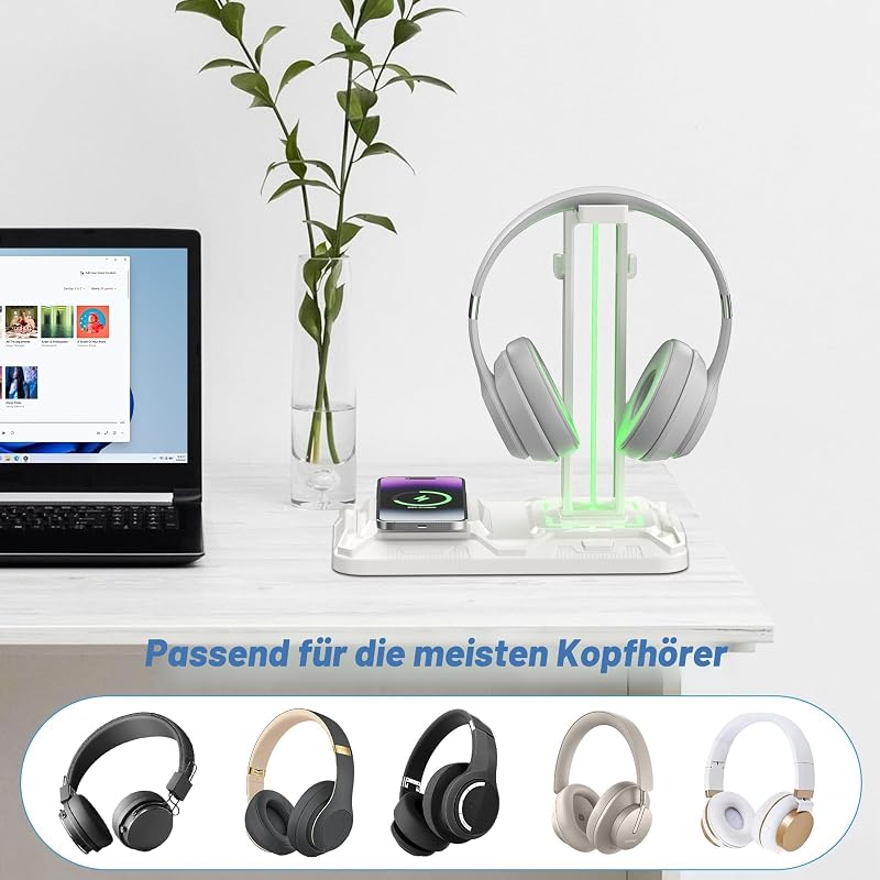 Gaming Headset Halterung & Controller Halter mit Wireless Ladegerät