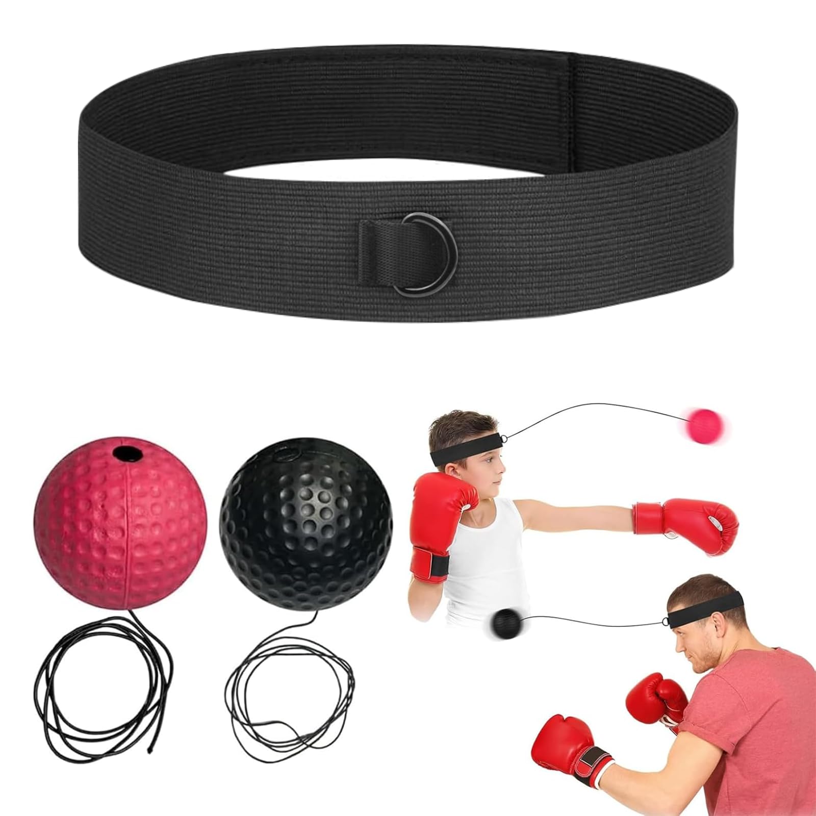 wadafen Boxing Reflex Ball, 2 Difficulty Levels Boxing Reaction Ball with Headband, Reflex on String for Reaction, Agility, Punching Speed, Fight Skill and Hand Eye Coordination Training