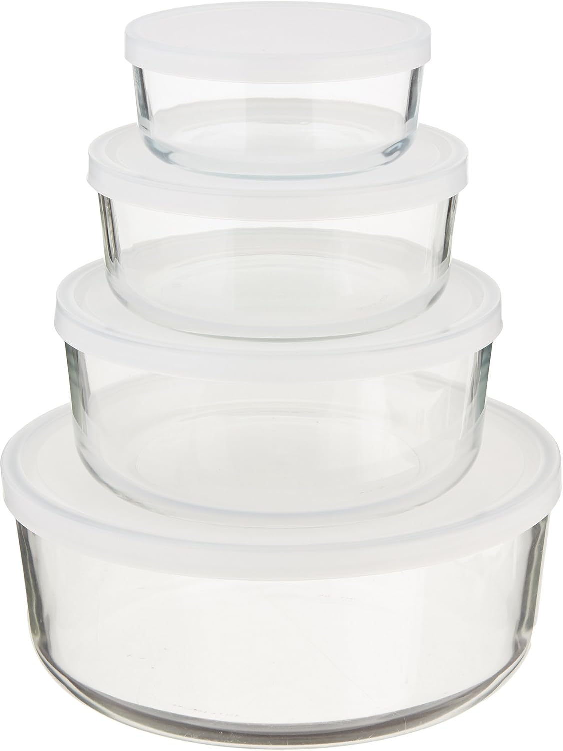 Bormioli Rocco Frigoverre Round Glass FoodStorage Containers with Frosted Lids, Set of 4