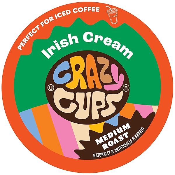 CRAZY CUPS IRISH CREAM COFFEE PODS, FLAVORED COFFEE PODS IN SINGLE SERVE CUPS COMPATIBLE WITH KEURIG K CUPS MACHINE(PACK OF 1, 22 COUNT TOTAL)