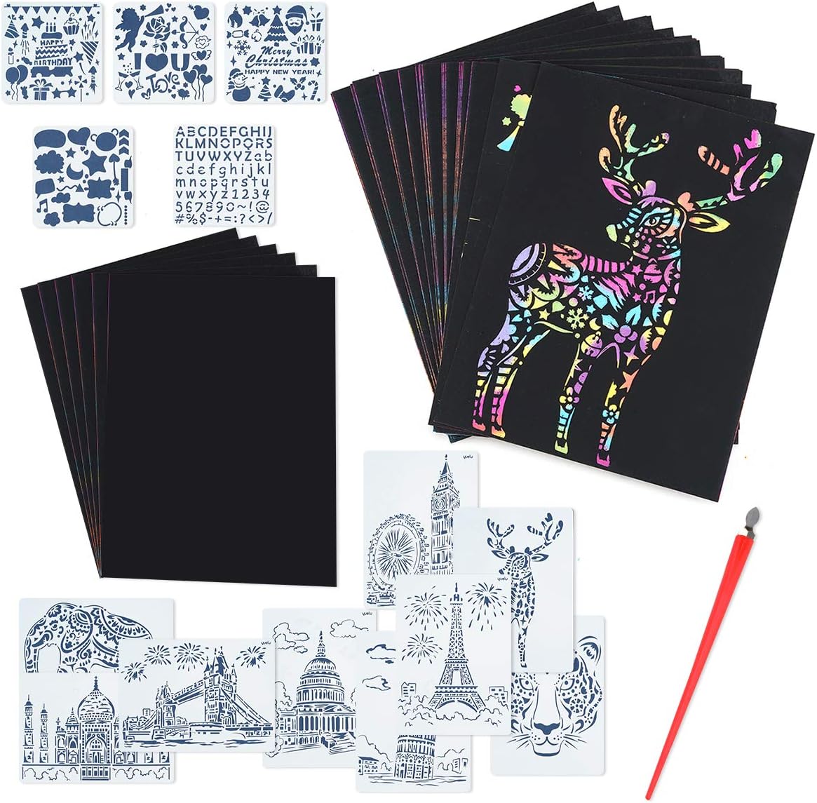 Locisne Scratch Papers Kit Black Magic Rainbow Scratch Paper Art Crafts