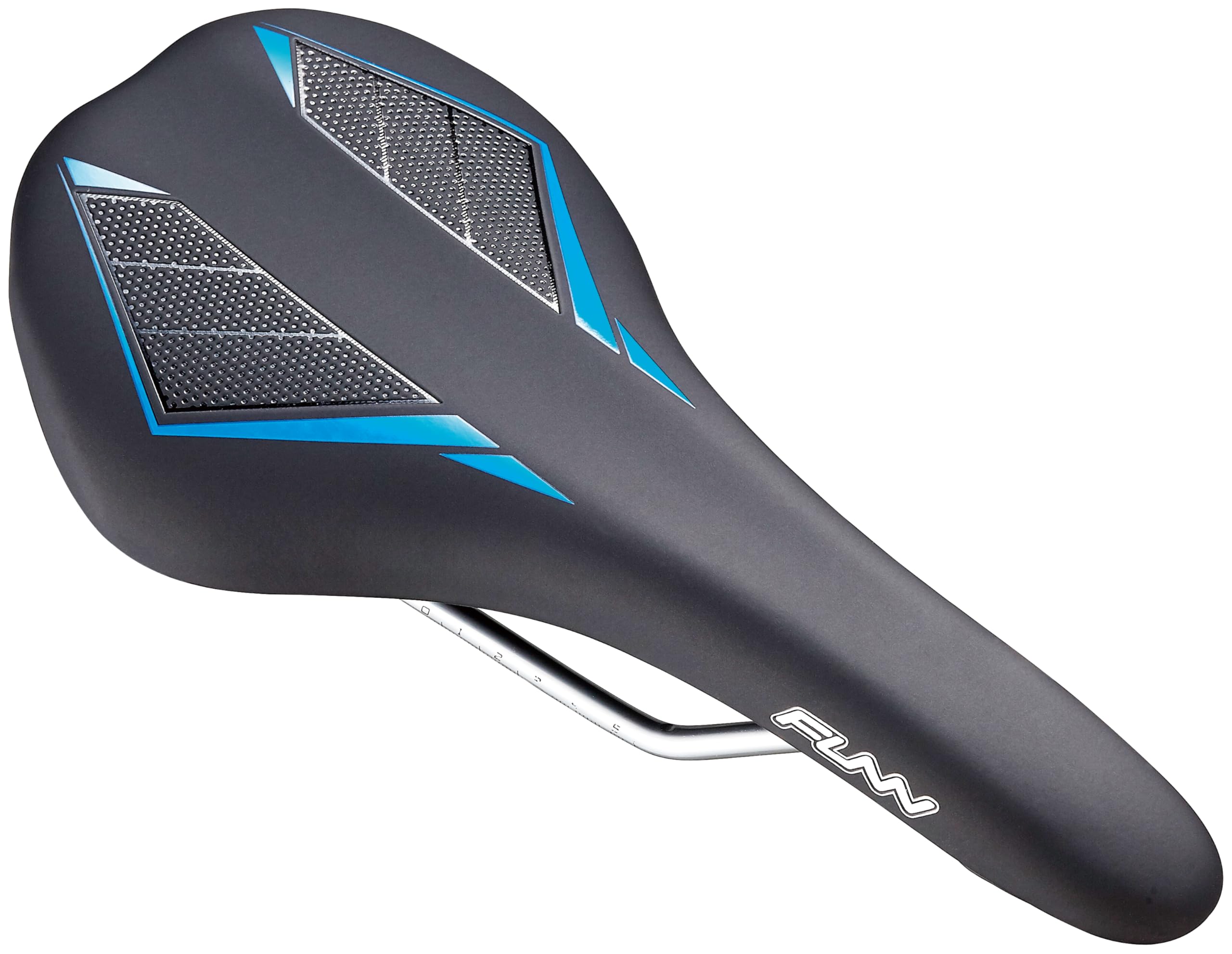 Funn Skinny Mountain Bike Saddle with Durable CrMo Rails, Featherlight and Streamlined Bicycle Seat, Tough Vinyl Leather Covered Bicycle Saddle for MTB, BMX and Road Bike (Blue)
