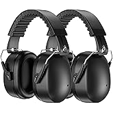 ProCase 2 Pack Ear Muffs for Noise Reduction SNR 32dB/NRR 26dB, Ear Hearing Protection for Adults/Kids, Autism Sensory Noise Cancelling Headphones for Work Shooting Gun Range -Black/Black
