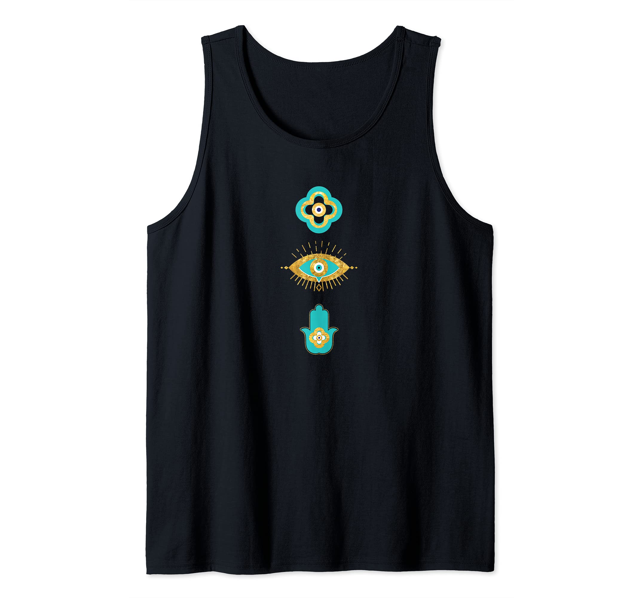 Evil Eye Yellow Eyelashes Hamsa Hand Curse Protection Tank Top