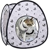 Andiker Cat Pop Up Tent, 3 Holes Safe and Strong Cute Cats Tunnel Collapsible Easy to Carry Cat House for Indoor Cats Kittens Hiding Playing Training Sleeping (Tent Black)