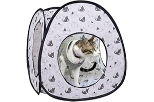 Andiker Cat Pop Up Tent, 3 Holes Safe and Strong Cute Cats Tunnel Collapsible Easy to Carry Cat House for Indoor Cats Kittens Hiding Playing Training Sleeping (Tent Black)