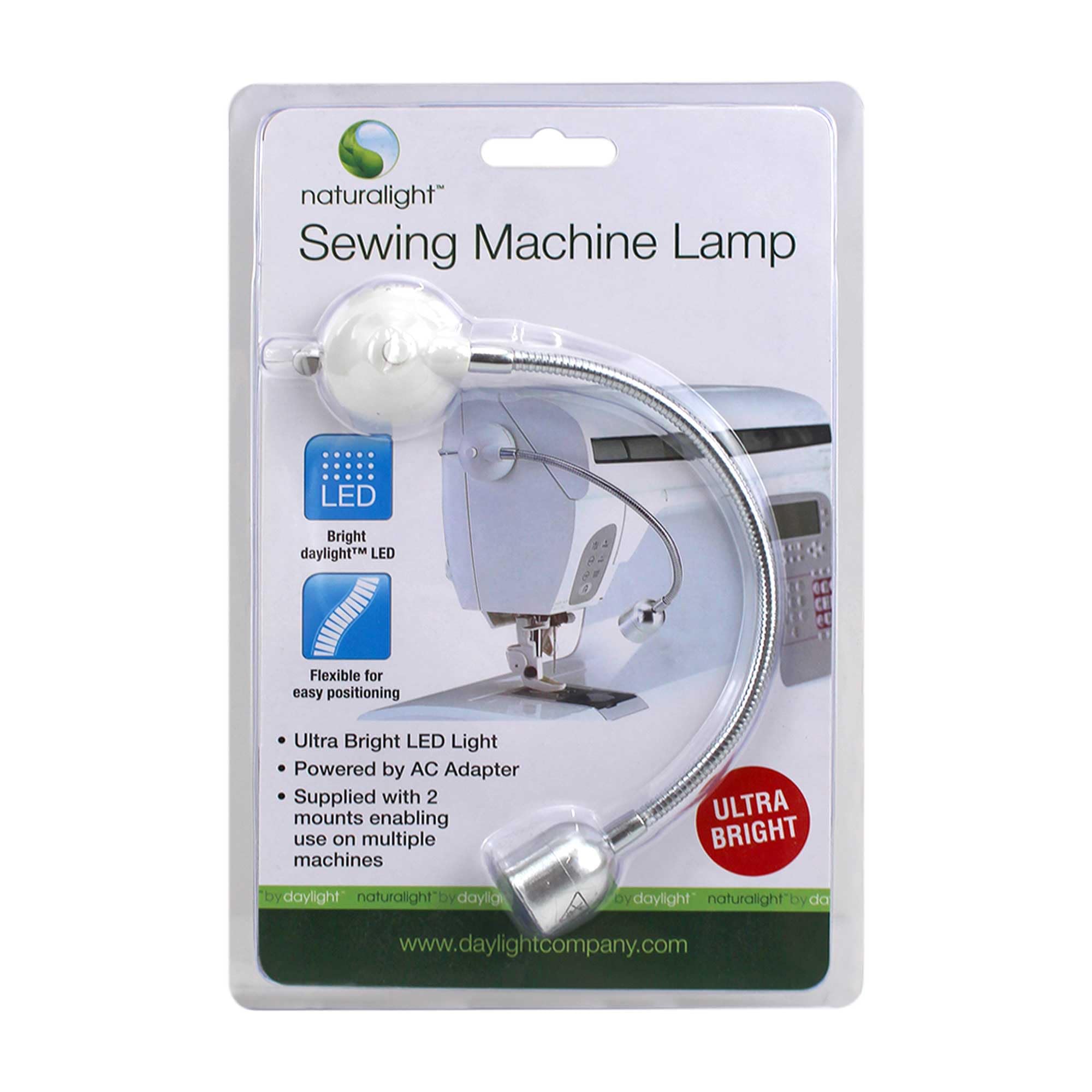 Daylight Company Sewing Machine Lamp, Professional Led Light, Fits Most Machines, Bright Led Lamp, Chrome,3.5*2.3*25cm [Energy Class A+], Chrom, Silver