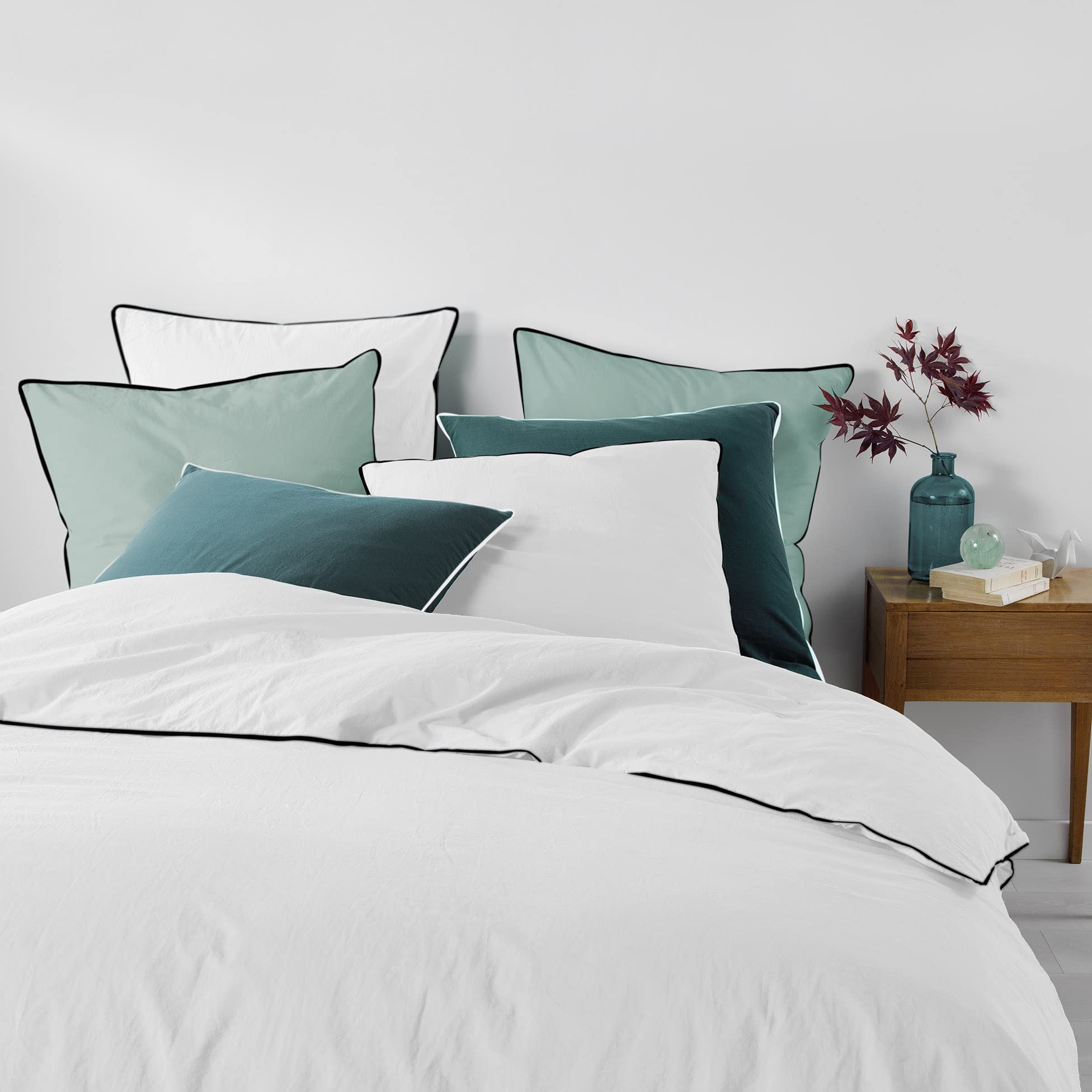 Parure de lit douceur d'intérieur, 3-Piece Bedding Set (260 x 240 cm) White Linen 100% Cotton