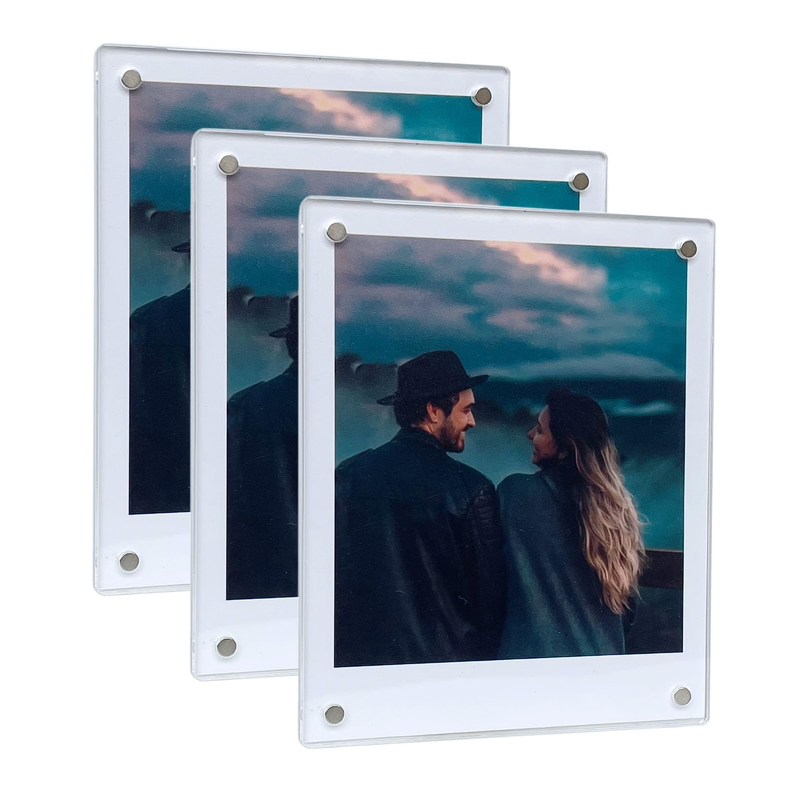 Photo 1 of 3.5x4.25” Magnetic Polaroid Picture Frame, Fridge Magnet Frame for Polaroid Now i-Type/600/SX-70/ One Step+/Instax Square Wide 300/200/210 Photo [3 Packs 6 Panels]