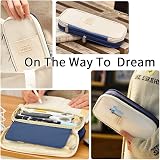 EASTHILL Big Capacity Pencil Case Linen Navy 9x20 cm Office School view 5