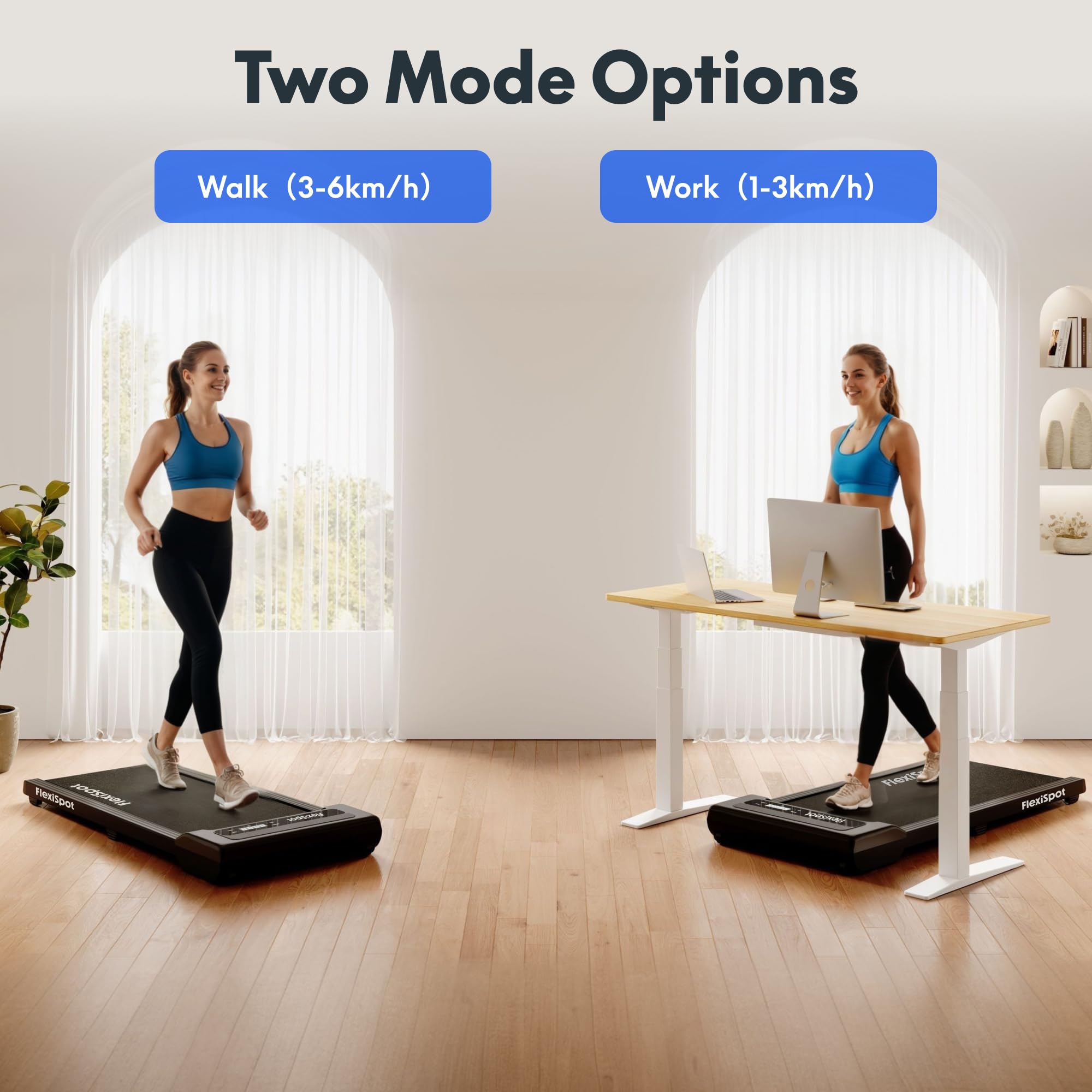 FlexiSpot Laufband Walking Pad für zuhause und Büro bis 120kg, Geräuscharme Laufbänder 1-6km/h, 4 in 1 Tragbares Laufband mit Fernbedienung und LED Display 4