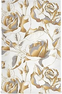 ALAZA Golden Rose Flower Kitchen Towels Set of 4 Dish Cloths for Washing Dishes 18 X 28 Inches Tea Towels Dish Towels Rags for Kitchen Décor
