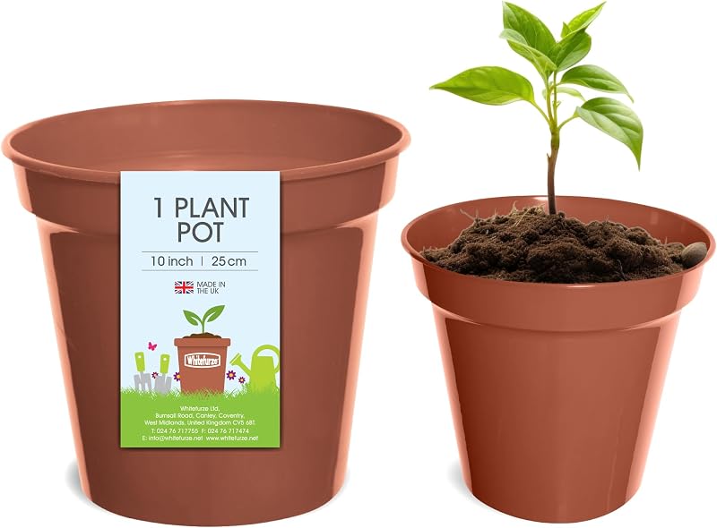Whitefurze G04024 25cm Garden Pot Terracotta 8 L Polypropylene