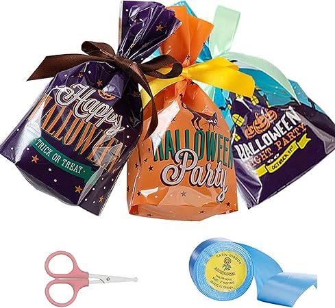 Amazon 0best プレゼント袋 ラッピング袋 リボン はさみ ハロウィン クリスマス バレンタインデー パーティー ギフトバッグ 袋 文房具 オフィス用品