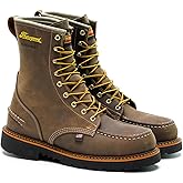 Thorogood 1957 Series 8” Waterproof Moc Toe Work Boots for Men - Soft Toe, Full-Grain Leather with Comfort Insole and Slip-Resistant Heel Outsole; EH Rated