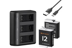 K&F CONCEPT 1730mAh Enduro Batteries and 3-Slot Charger Set Compatible with Hero 12 11 10 9 Camera (Black)