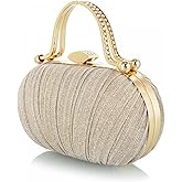 Simcat Clutch Purse for Women Glitter Pleated Evening Handbags with Rhinestone Evening Bag for Formal Bridal Wedding Party (Champagne)