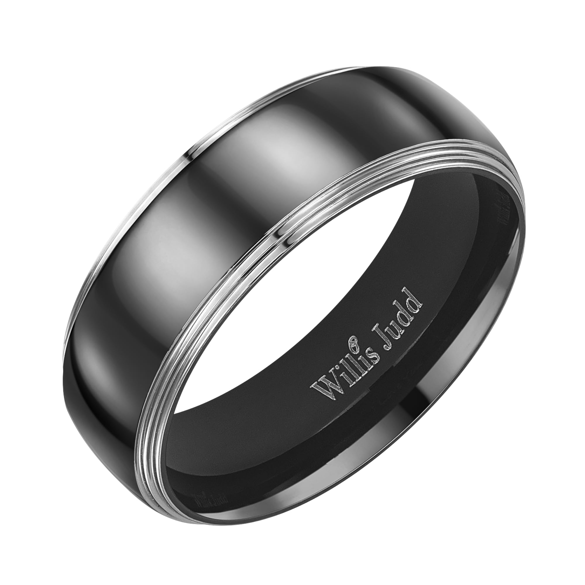 Willis Judd Mens Titanium Ring in Gift Box 8mm Wedding Band Ring for Men Engagement Ring Comfort Fit Size Y