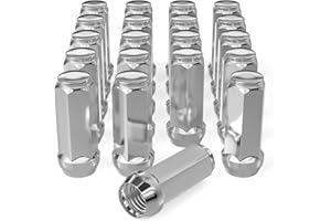 FLYCLE 20PCS 1/2-20 Chrome Closed End Bulge Acorn Lug Nuts 1.89 inch - Cone Seat - 3/4" Hex Compatible with Bronco Mustang Ranger Cherokee Liberty YJ TJ KJ KK ZJ WJ WK XK MJ XJ Aftermarket Wheels