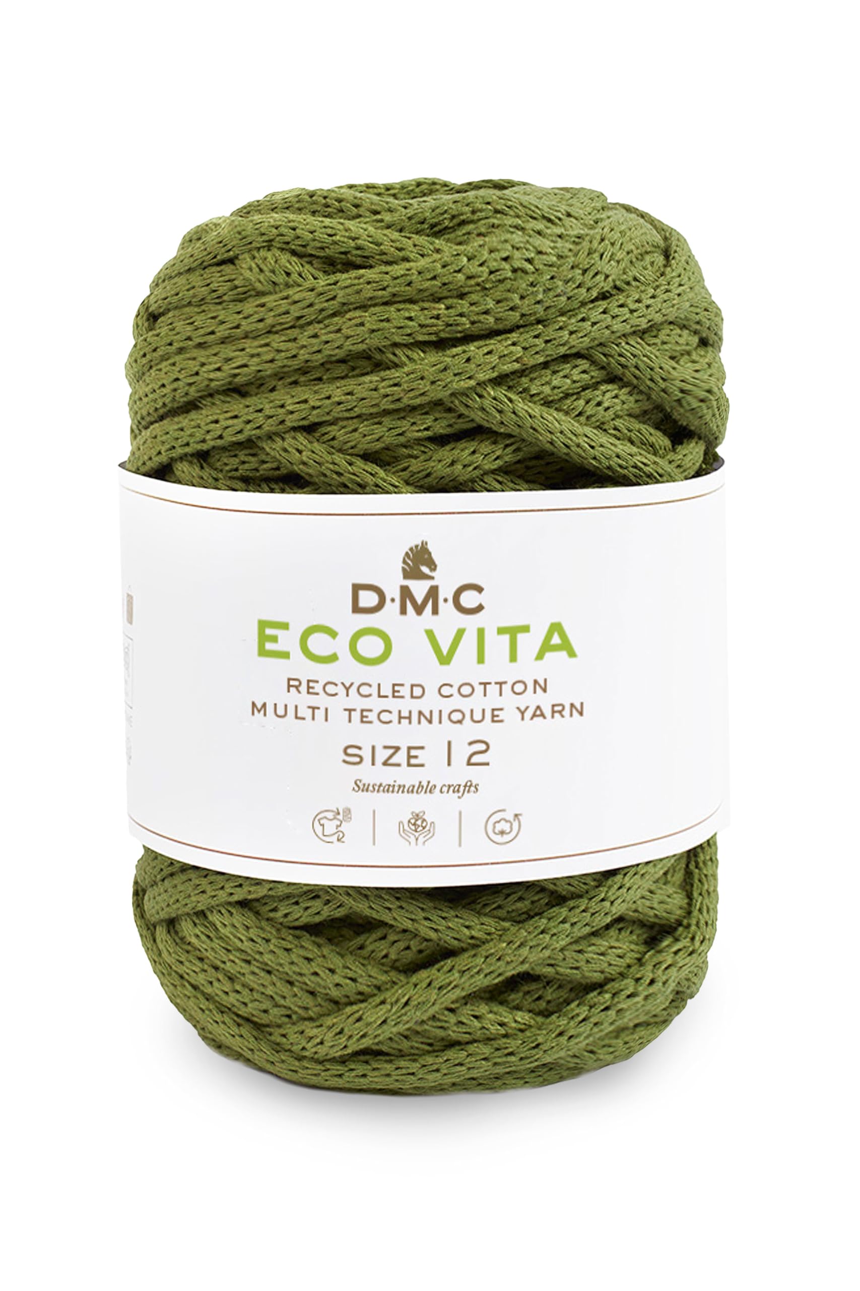 DMC Eco Vita 12, Crochet Knitting Macrame Yarn, Ivy Green (83), 250g — image 1