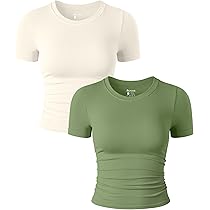 売れ筋商品|||アベックレフィレ カットソー トップス レディース Women's Crewneck Cropped Vest Cream OQQ Women's 3 Piece Crop Tops Crew Neck Shorts Sleeve