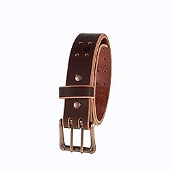 Men’s Classic Leather Belt, Double Prong Retro