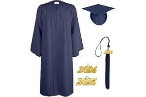 TngHui Unisex Matte Graduation Gown Cap 2024 2025 Year Charm for High School Rich in Color