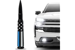 EcoAuto Car Antenna Replacement Fits All Chevy & GMC Truck Model Years - Radio Antenna for Truck Made with Military Grade Aluminum - Anti Chip & Anti Theft Design (American Flag Support Blue)