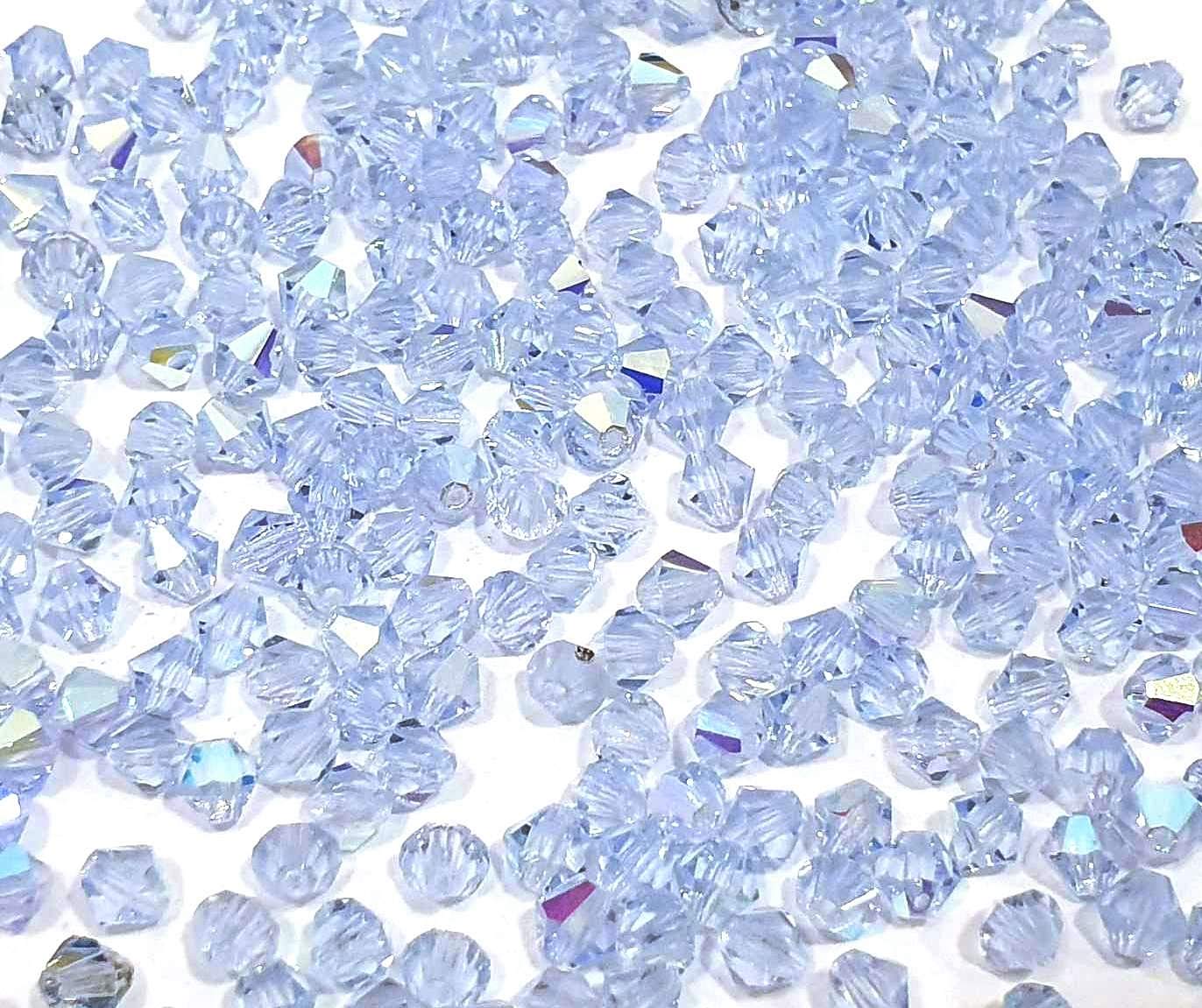 Perlin 40 x 4 mm Aquamarine Czech Crystal Bicone Beads