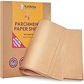 Katbite 200Pcs 12x16 In Unbleached Parchment Paper for Baking, Precut Parchment Paper Sheets, Heavy Duty Flat Baking Paper, H