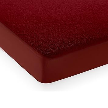 Dezire Mattress Protector Single Bed Elastic Fitted Waterproof Bed Cover- Maroon 72x 48 - 6 by 4