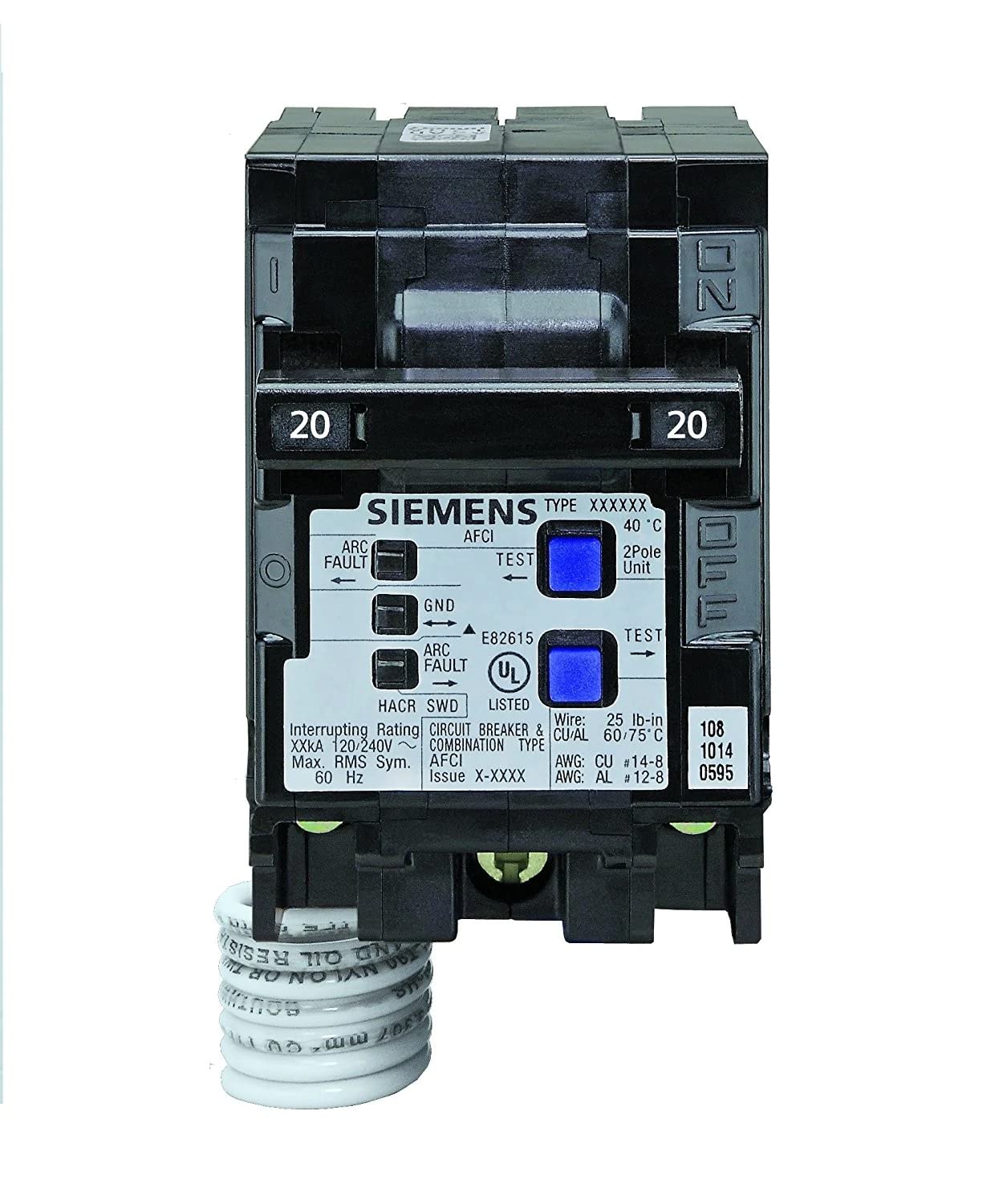 SIEMENS Q220AFC 2-Pole 120V Combination Arc Fault Circuit Interrupter (AFCI) Breaker