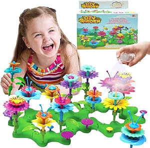 siicaaG Flower Garden Building Toys - Gardening Pretend Gift for Girls Kids STEM Toy - Educational Activity for Preschool Children Age 3 4 5 6 Year Old - Stacking Game for Toddlers Playset