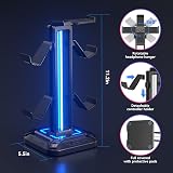 KDD Headset Stand w/ Controller Holder, 9 Light Modes, Rotatable Hook - Black view 4