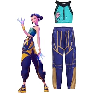 Looksalot Demon Girls Cosplay Halloween Hunters Costume Top and Pants Set for 3–14 Yrs Events and Parties