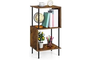 ETELI 3 Tier Short Bookshelf Narrow Standing Bookcase Shelf Small Bookshelf with Storage for Farmhouse, Living Room, Bedroom,